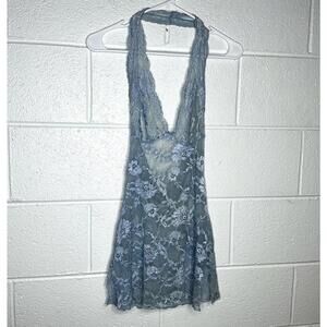 < Victoria’s Secret Blue Sheer Lace Lingerie Piece >
